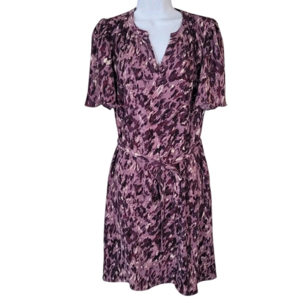 41 Hawthorn Purple/Violet Knee Lenght V- Neck Flutter Sleeve S NWT